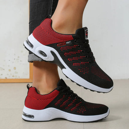 Men's Black Grey Knit Air Cushion Sneakers Breathable Non-Slip Lightweight Casual Running Shoes for Daily Walking Work