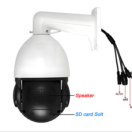 Metal Onvif Laser Infrared Auto Tracking Cruise 8MP 4K 54X Optical Zoom 360° Rotation Audio POE PTZ Speed Dome IP Camera