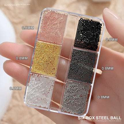 1 Box Half Round Flatback Nail Rhinestones Multi Size Gold& Silver Metal Pearls Caviar Nail Art Decorations Flat Back Gold Beads