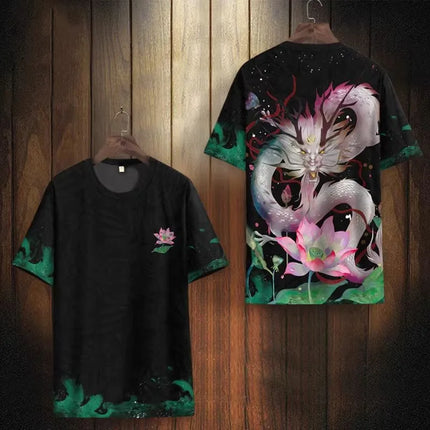 New Chinese Style T-Shirts Dragon Totem 3D Print Men Women Tees Short Sleeve Round Neck T Shirt Harajuku Y2K Tops Men's Clothing