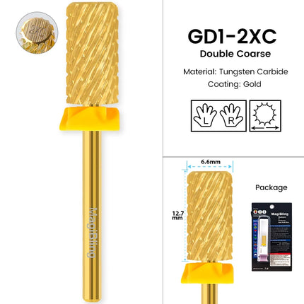 Gold Carbide Nail Drill Bits Milling Cutter Large Barrel Pro Reversed Durable Granding Polishing Tools Accessories 4XC