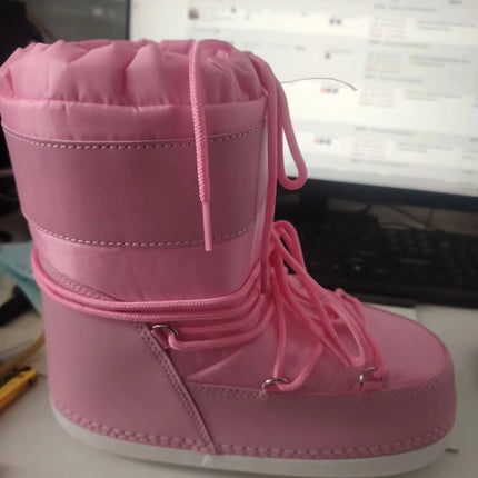 Women's Waterproof and Non-slip Cloth Space 2025 New platform heels  Short Tube Thickened Warm Snow Boots