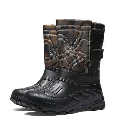 Large size snow boots, cold resistant and warm men's boots, waterproof and non slip long boots with thick velvet and comfortable
