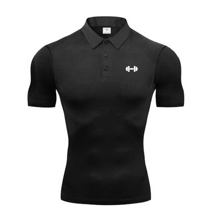 Compression Tight Trainning Exercise Shirts Summer Breathable Quick Dry Short Sleeve Polo Shirts Gym Bodybuilding Fitness Polos