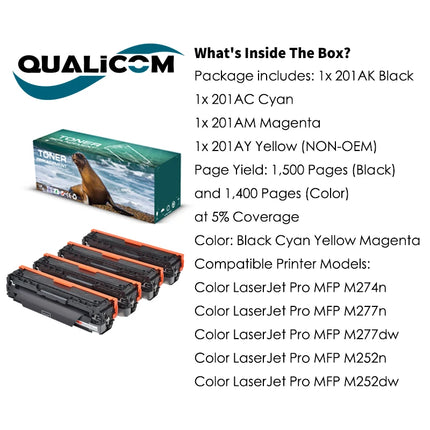 1set 201A Compatible Toner Cartridge CF400A CF411A CF412A CF413A for HP Color LaserJet Pro MFP M274n M277n M277dw M252n M252d