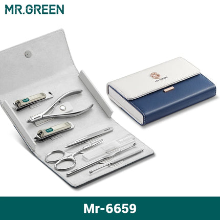 MR.GREEN 8pcs Manicure Set Personal Care Tool Kit for Nail Care Home Salon Professional Cuticle Nippers Scissors Clippers