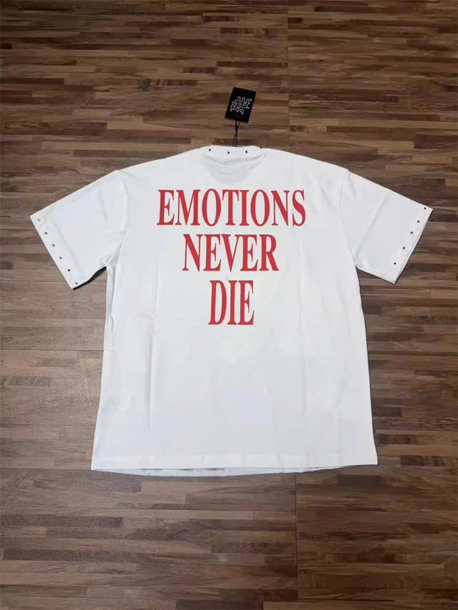 Marca de moda Emoción Mixta Bordado Diamantes de imitación American Streetwear Estampado de ángel Hot Diamond Top Camisetas Sueltas Hombre Mujer