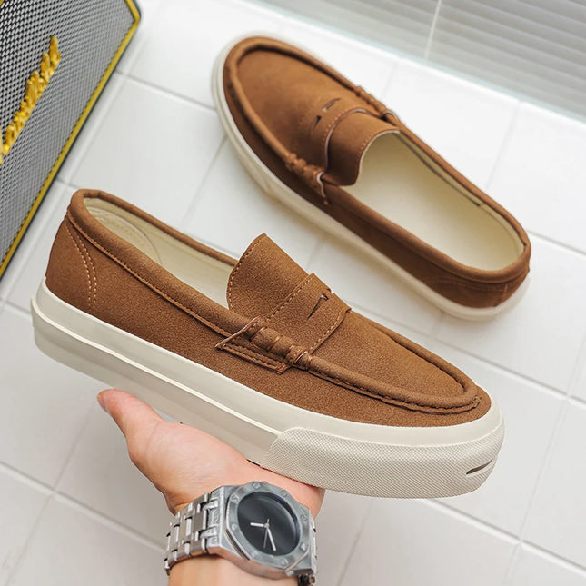 Summer Men's Casual Leather Shoes New Trend Loafers Fashion Soft Bean Shoes Low-top Men's Slip on Flats Leisure Walk Moccasins