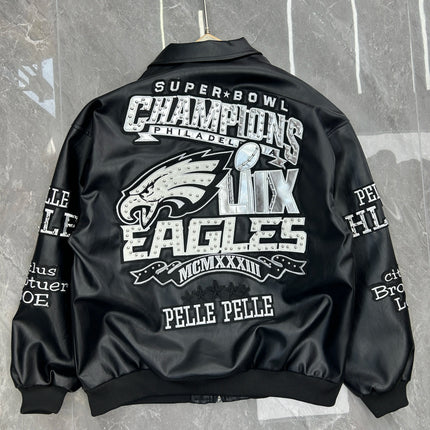 American-style heavy-duty jackets for men vintage embroidery baseball jacket unisex leather jacket motorcycle coats men jacket