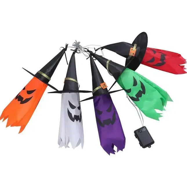 5 Pcs Halloween Witch Hat String Lights,Colored LED Lights Halloween Glowing Decoration for Yard Tree Garden Party Decor