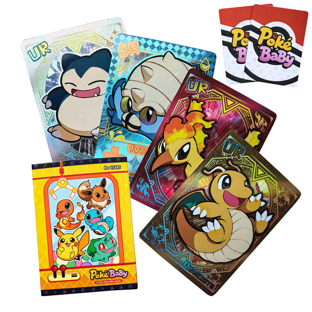 Glänzende 59 Teile PokeBaBy Süße DIY Karte Pokémon Holografisch 1996 Q151 Anime Version Klassische Sammelkarten Gengar Glurak