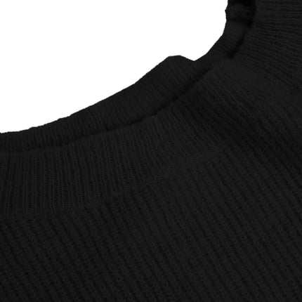 Women's Black Oversized Boat Neck Knit Sweater Casual Slouchy Pullover Comfortable Fashion Top for Autumn Winter