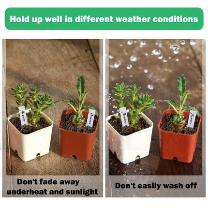 1‌00pcs/4 Inch Plastic Plant Labels with Permanent Pen - Outdoor Garden Seedling Markers