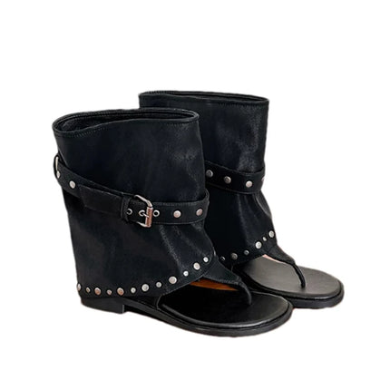 Women's Cool Boots Sandals Flats Shoes Clip Toe Slippers Summer 2026 Designer Flip Flops Walking Sport Shoes Fashion Long Botas