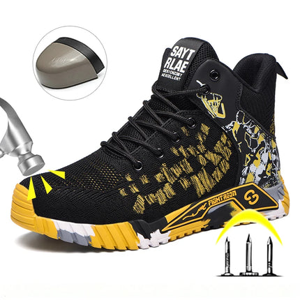 High Top Safety Shoes Men Anti Smashing Anti Puncture Work Shoes Men Work Safety Boots Men's Fashion Security Protective Boots