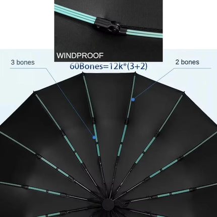 60Bones Super Windproof Umbrella All Weather Umbrellas Large Size Men Automatic Business Umbrella UV Protection Women Sunshade