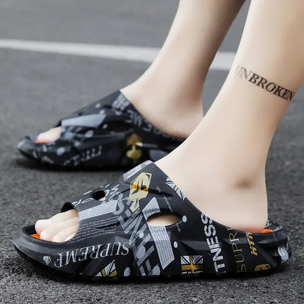 Original New Style Slippers Men's Sandals Summer Fashion Thick Bottom Anti-slip Slip-on Flip Flops Camouflage Beach Slides Shoes