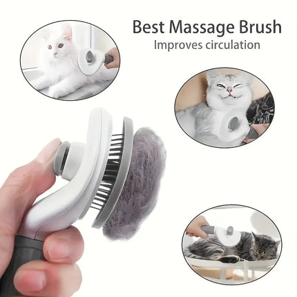 One-click Pet Hair Removal Comb For Effortless Grooming Of Dogs And Cats - Float Hair Removal Slicker Brush With - product im