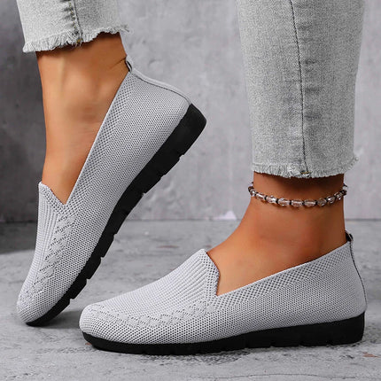 2026 Versatile Ultra-Light Women's Solid Color Knit Loafers, Lightweight Non-Slip Flat Casual Shoes.