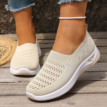 Women's Breathable Knit Sneakers Spring Summer Lightweight Casual Walking Shoes Microfiber Durable All Season Outdoor Daily