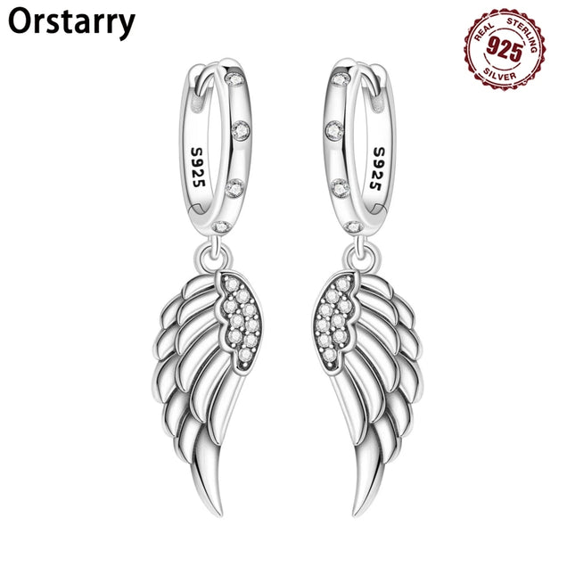Orstarry 925 Sterling Silver Sparkling Wings Earrings Original Jewelry Drop Earrings Women Jewelry Party - product image 2
