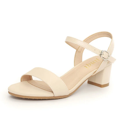 Women's Summer French Elegant Open-Toe High Heel Sandals Simple and Versatile Anti-slip Rubber Sole Chunky Heel Dress Sandals