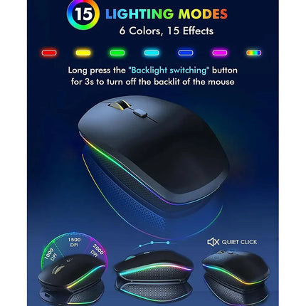 JOMAA 2.4G Wireless Keyboard Mouse Combo RGB Backlit Rechargeable Full-Size Ergonomic Type-c Wireless Keyboard - product imag