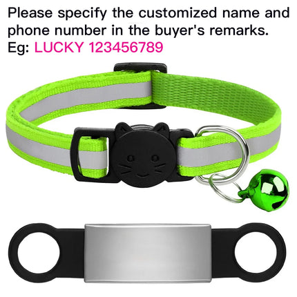 Customized Pet Collar Reflective Cat Collars Free Engraved Puppy Kitten Pet ID Nameplate Necklace With Bell Anti-lost For Cats