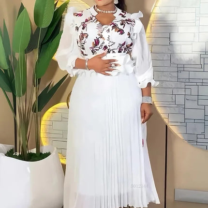2026 Spring Chiffon Long Dresses Elegant Women Wedding Birthday Party Gown Pleated Maxi Dress African Clothes Dubai Abaya Kaftan