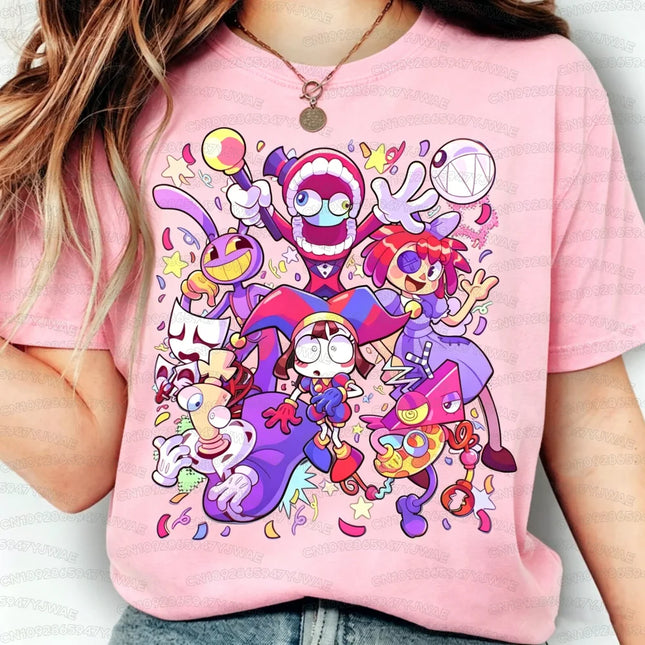 The Amazing Digital Circus Damen Herren Kurzarm Sommer Baumwolle Y2K Kleidung Mode Bequeme Freizeit Oberteile T-Shirt