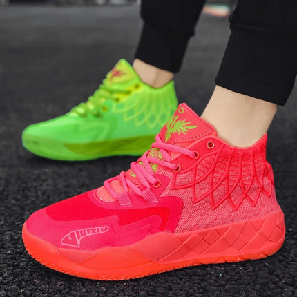 Men's Platform Sneakers Anti-Slip Thick Sole High Top Lace-up Running Basketball Shoes Knitted Fabric Sports Shoes Male Trainers
