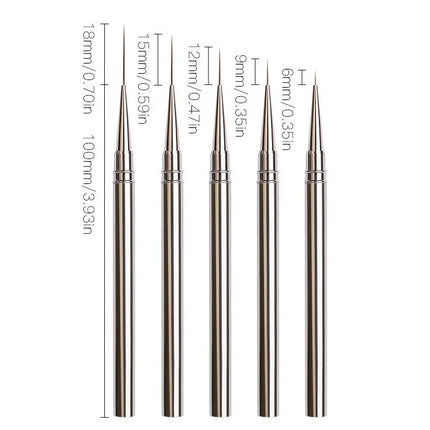 Nails Art Liner Brushes Striping Drawing Elongated Lines Painting 6/9/12/15/18mm Nail Professional Manicure Tool ZJS02
