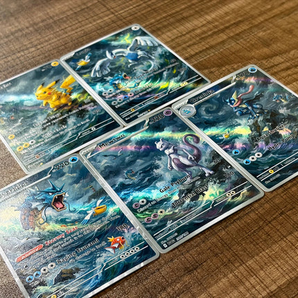 Pokemon PTCG Cards Lugia Gyarados Mewtwo Greninja Sea Wave Style Collection Cards 5Pcs Creativity Rare Holo Cards Pokemon Gift