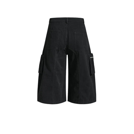 Men's Punk Gothic Lace Up Cargo Shorts High Street Ruched Bermuda Short Pants Adjustable Straps Drawstring Hem