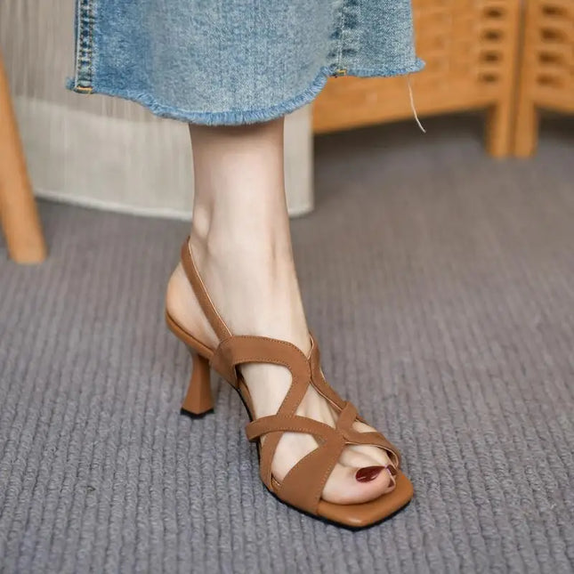 2025 Summer New Women's Sandals Elegant Versatile Women High Heels Square Head Western Women's Shoe Comfortable heels for ladies