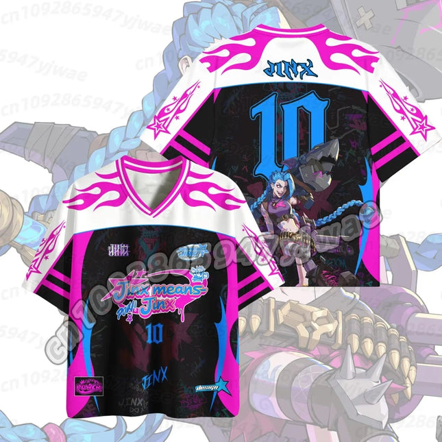 Camiseta extragrande unisex Anime jinx de 2026, estilo Y2K, para amantes del anime, transpirable, informal, de verano