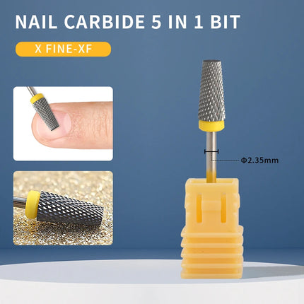 Tungsten Carbide Electric Nail Drill Bits,Nail Carbide Bit, 3/32" Shank Tapered Bar, Professional Manicure Pedicure Tool