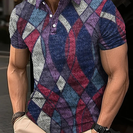 Fashion Harajuku Fitness Ropa Hombre Loose Casual Sportswear POLO Shirt Plaid Printing Button Short Sleeve Tee Shirts GYM Tops