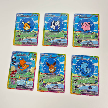 Shiny 55Pcs Cute DIY Card Proxy Pokemon My bubble friends Holographic Anime Version Classical Collection Cards Eevee Charizard