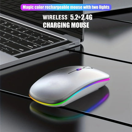 Wireless Mouse 2.4GHz Bluetooth Rechargeable Mouse Quiet Ergonomic Gaming Mouse With USB Backlight 1600DPI Mouse - product im