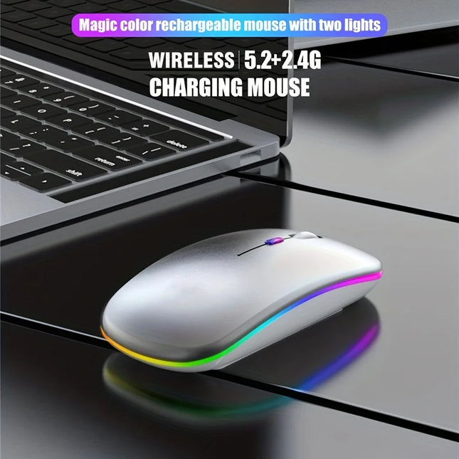Wireless Mouse 2.4GHz Bluetooth Rechargeable Mouse Quiet Ergonomic Gaming Mouse With USB Backlight 1600DPI Mouse - product im
