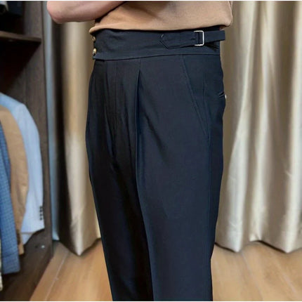 British Gentleman High Waist Trousers Trendy Italian Business Casual Straight Non-ironing Fashion Ruffian Handsome Casual Pants