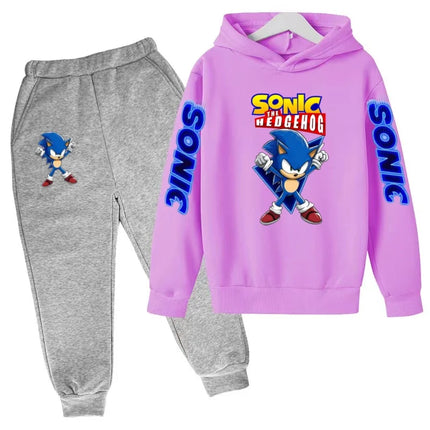 Kids New Supersonic Clothing Jogging Blue Sweatshirt Top Coat+Pants Two-piece Hoodie Boys Girls3-12Yrs Clothes Casual Sports Set