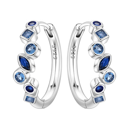 Orstarry 925 Sterling Silver Blue Zircon Starry Sky Earring Original Jewelry Hoop Earrings Women Jewelry Party Trendy Gifts