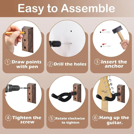 1/2Pcs Guitar Holder Hook Acoustic Guitar Hook Holder Stand Non-slip Guitar Hanger Wall Mount for Electric Guitar Bass Ukulele