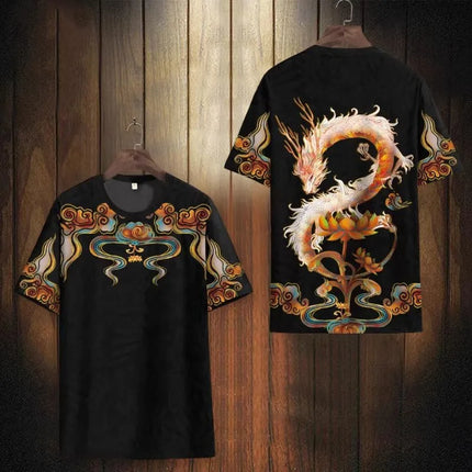 New Chinese Style T-Shirts Dragon Totem 3D Print Men Women Tees Short Sleeve Round Neck T Shirt Harajuku Y2K Tops Men's Clothing