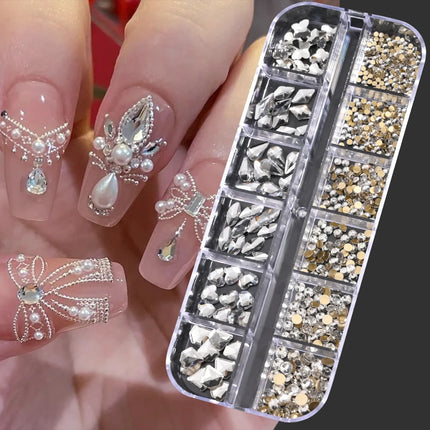 12Grids Mini Caviar Beads Nail Art Decorations Metal Gold/Silver Micro Ball Nail Charms Magnetic Pen 0.5~3mm Ball Nail Jewelry