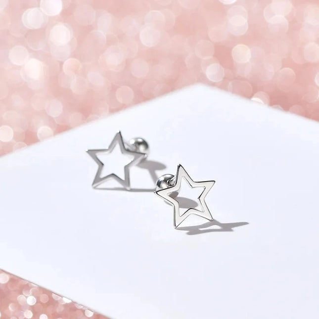 Silver Color Simple Small Rose Star Stud Earrings Tragus Cartilage for Women Hypoallergenic Daily Wear - product image 22