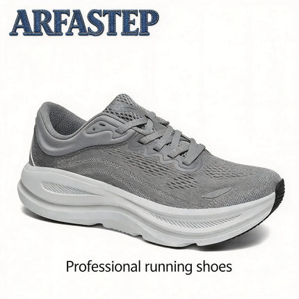 ArfaStep Men Women Gray Mesh Running Shoes Thick Cushioning Sole Breathable Sports Sneakers for Jogging Gym Training