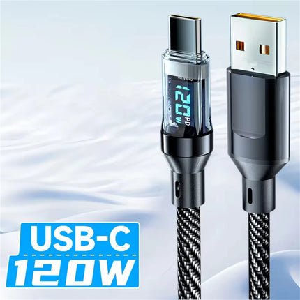 NNBILI 100W USB-C 120W USB A Charging Cables with LED Display Screen, USB-C=C-C，USB A=A-C, Not for Xiaomi iPhone - product im